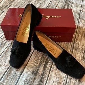 Salvatore Ferragamo Alberta Nero Suede Loafers 6